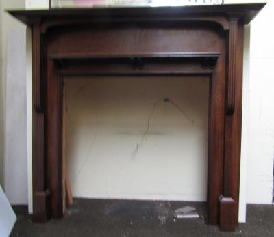 Edwardian dark oak fire surround - Full